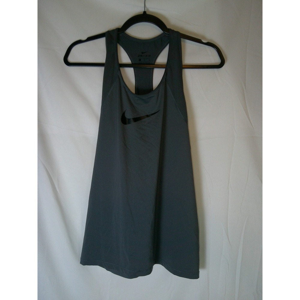 Nike Dri-FIT Racerback Tank Top Charcoal Gray XL Swoosh Logo Activewear